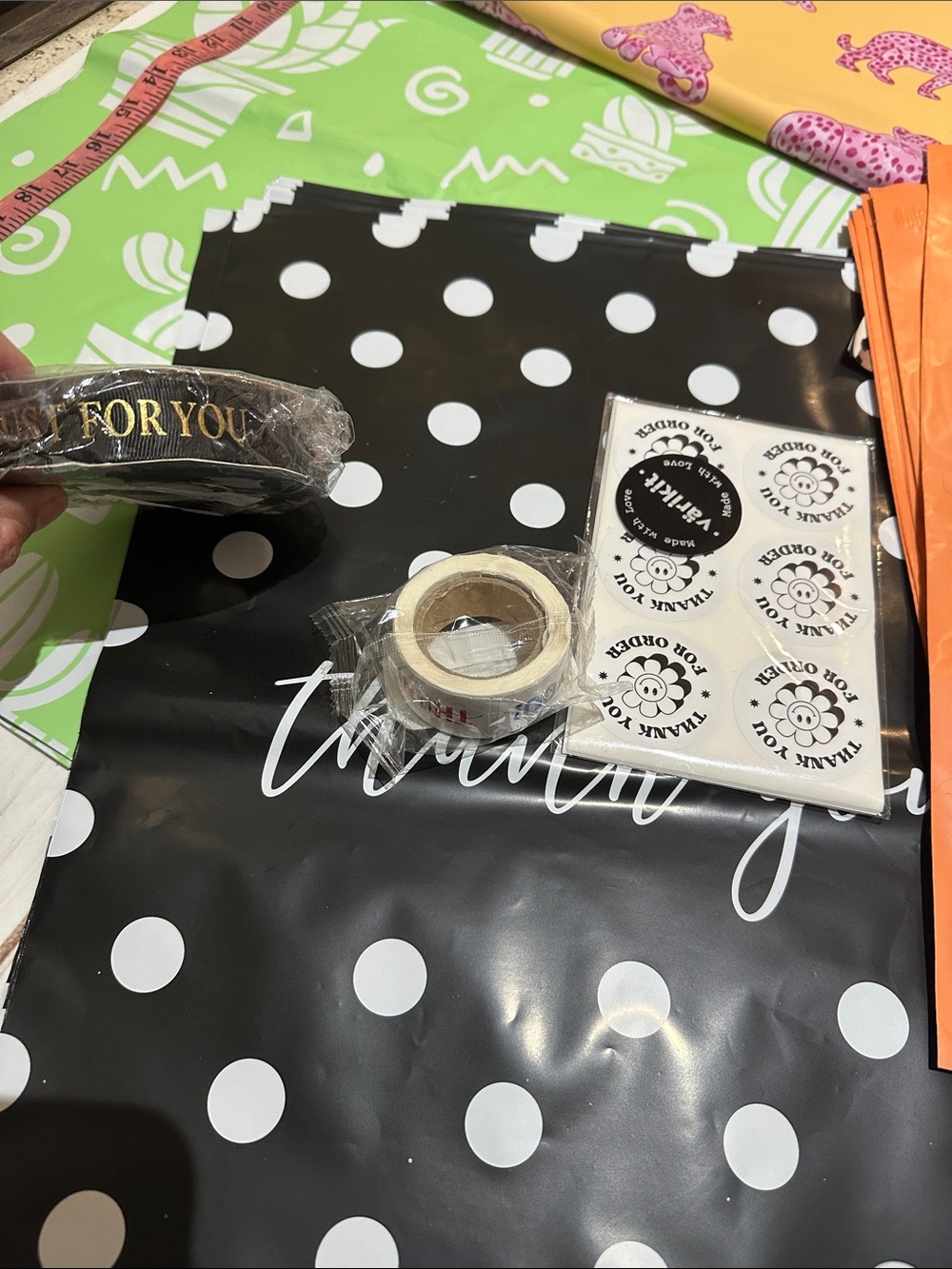 Poly mailers, Ribbon And Thank You Stickers Packaging Set - Picture 2 of 7